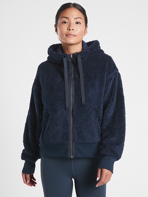 1 of 8 showing, with the color Navy of product Cozy Sherpa Reversible Jacket