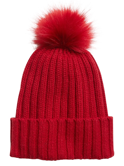 View large product image 2 of 2. Ribbed Pom Beanie
