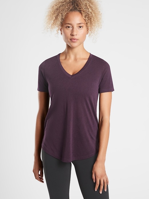 1 of 8 showing, with the color Agate of product Breezy Scoop V Tee