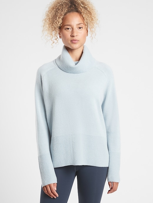 1 of 8 showing, with the color Voyage Grey of product Wool Cashmere Aspen Turtleneck Sweater
