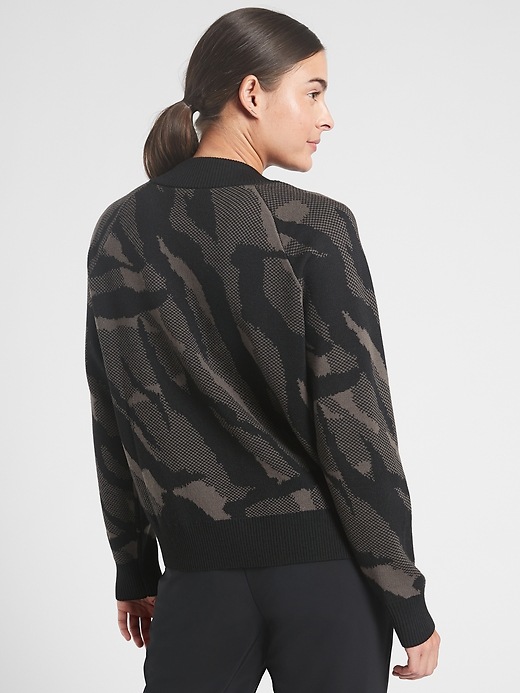 2 of 8 showing, with the color Abstract Animal Charcoal Grey of product Jacquard Crew Sweater