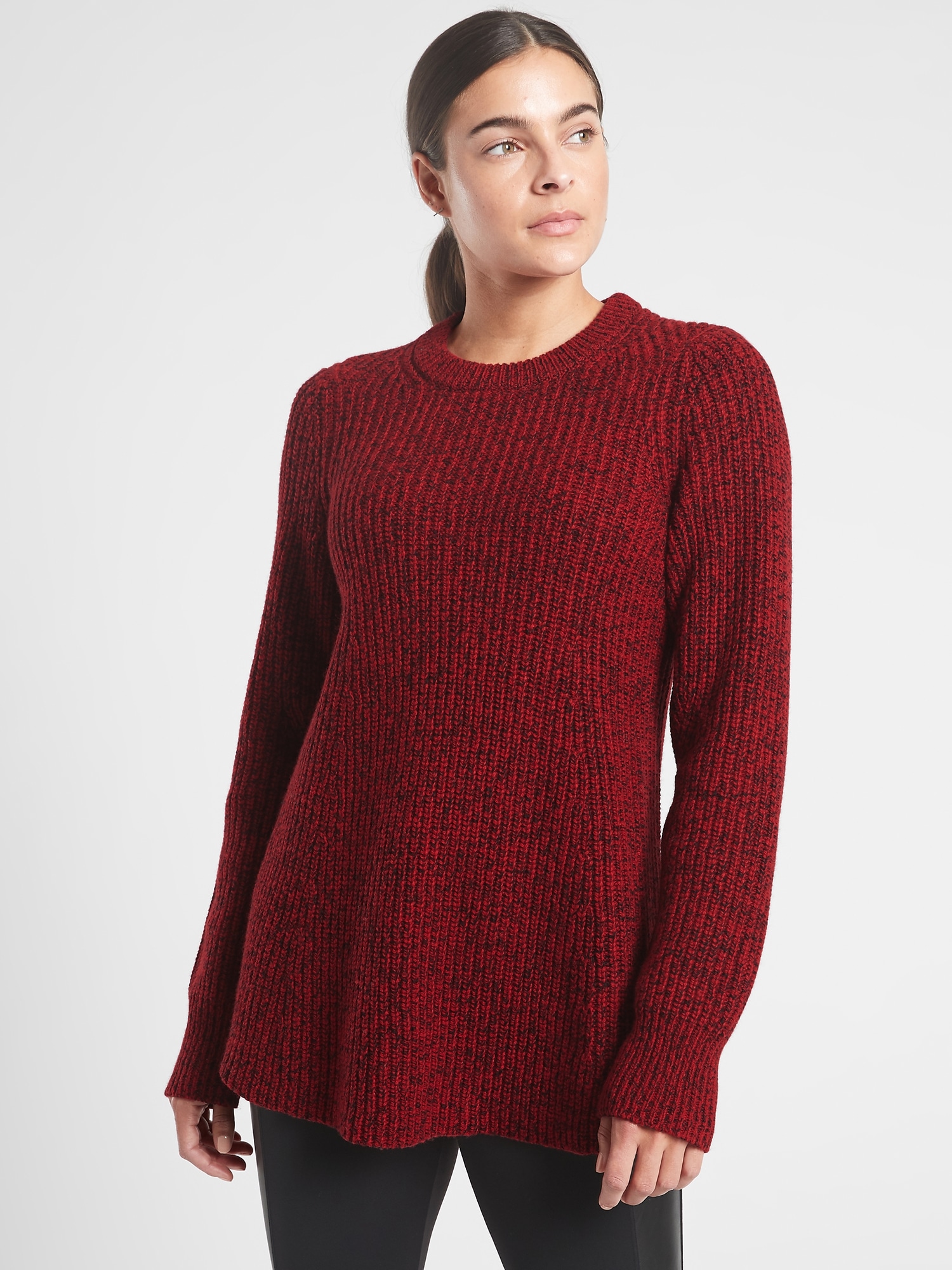 Outlet Athleta Sierra Crew Neck Sweater Crimson Red Marl Knit Size XL Women's NWT