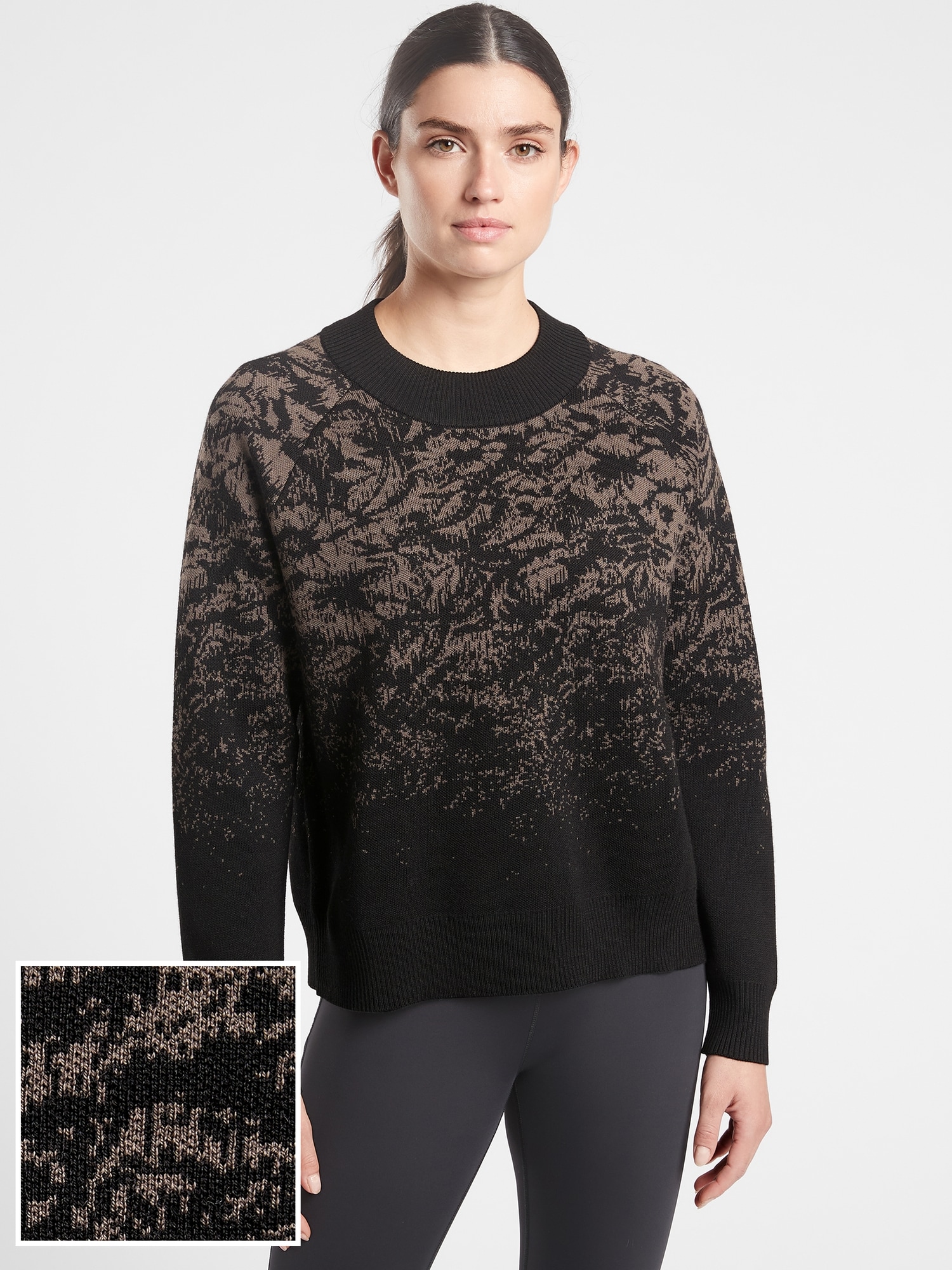 Athleta Jacquard Thermolite Crewneck Sweater popular Medium