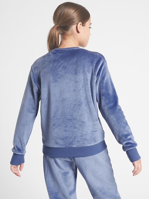 2 of 8 showing, with the color Chrome Blue of product Athleta Girl Feelin' Good Crewneck Sweatshirt