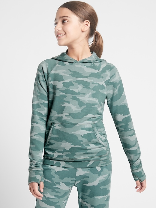 1 of 8 showing, with the color Sage Camo of product Athleta Girl In Your Element 2.0 Hoodie