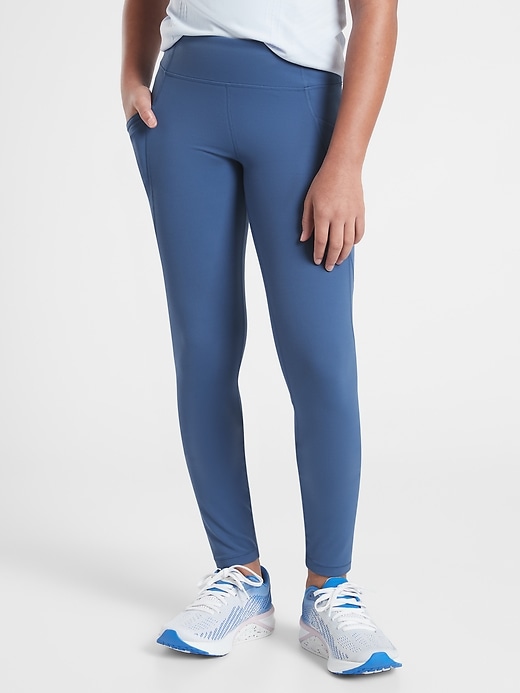 1 of 8 showing, with the color Chrome Blue of product Athleta Girl Stash Your Treasures Tight
