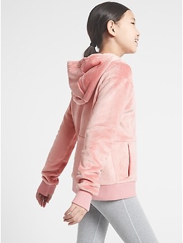 Athleta Girl Good Vibes Hoodie Full Zip Bright White SIZE L//12 #212678 E1017