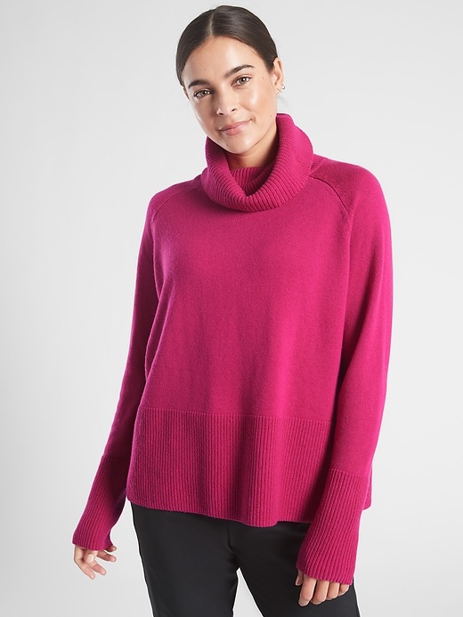 1 of 8 showing, with the color Cyclamen of product Wool Cashmere Aspen Turtleneck Sweater