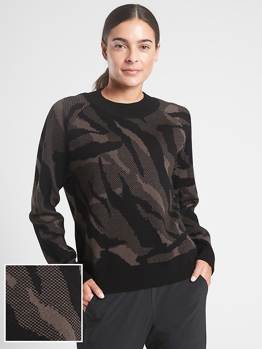 1 of 8 showing, with the color Abstract Animal Charcoal Grey of product Jacquard Crew Sweater
