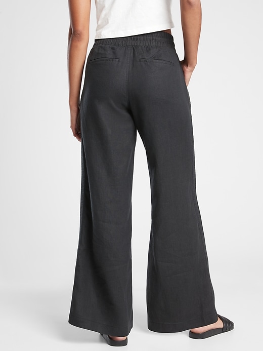 black linen wide leg pants