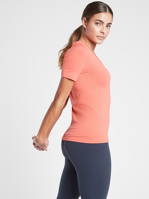 Athleta Color Block Gray Renew Seamless Tee Size L - 40% off