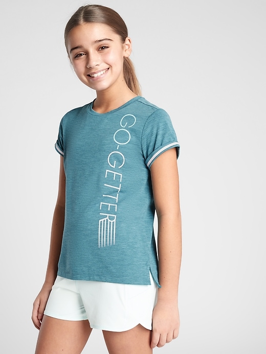 1 of 8 showing, with the color Dark Surf Teal of product Athleta Girl Go Getter Tee