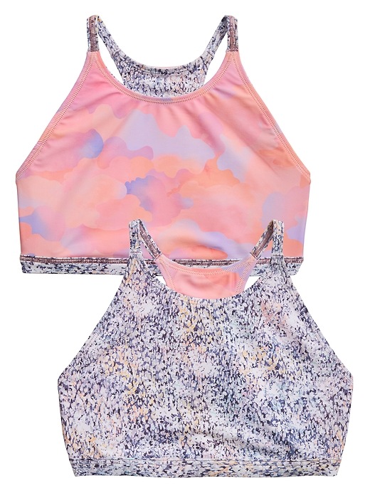 Image number 1 showing, Athleta Girl Reversible Ice Pink Camo Bikini Top