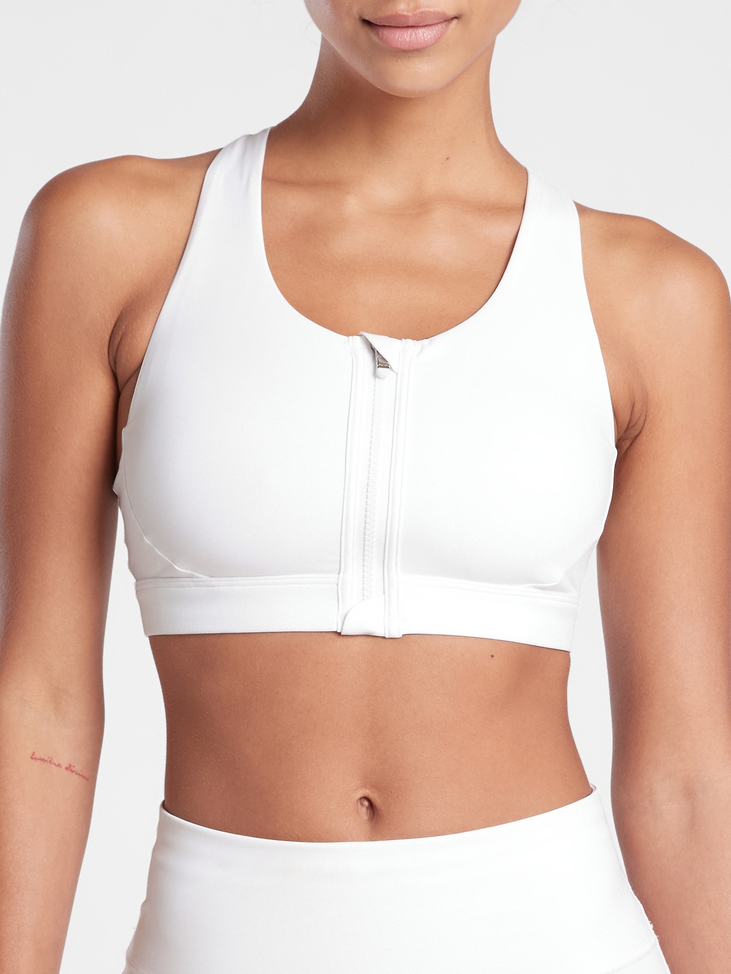 ASOS 4505 zip front high support sports bra in white