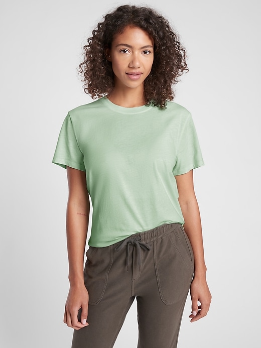 1 of 8 showing, with the color Lighthouse Green of product Organic Daily Relaxed Tee
