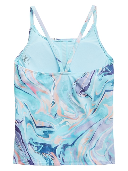 2 of 8 showing, with the color Grotto Ocean Marble of product Athleta Girl Ocean Marble Tankini Top