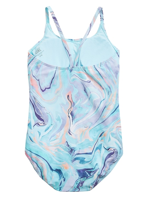 View large product image 2 of 2. Athleta Girl Ocean Marble One Piece