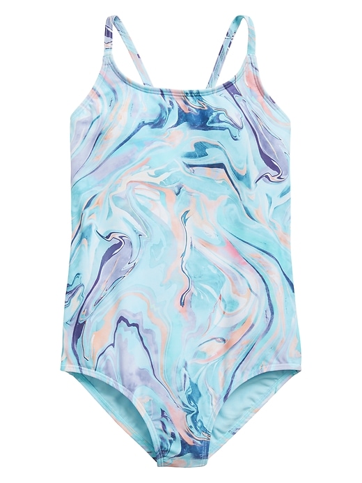 View large product image 1 of 2. Athleta Girl Ocean Marble One Piece