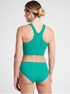 ATHLETA A-C Conscious Crop Bikini Top S SMALL BlackHigh Neck Active Swim Suit