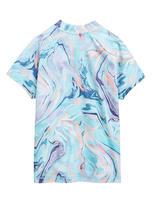2 of 8 showing, with the color Grotto Ocean Marble of product Athleta Girl Mock Neck Rashguard
