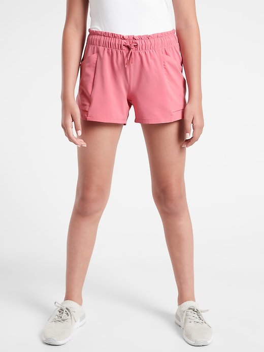 L Large 12 Athleta Girl Neon Coral All Play 3" Active Short NWT Sz