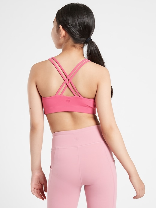 2 of 8 showing, with the color Dragonfruit Pink of product Athleta Girl Upbeat 2.0 Bra