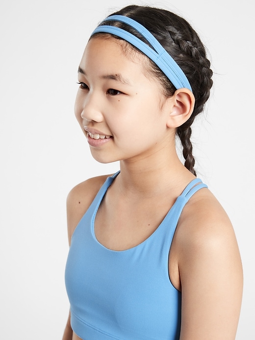 1 of 8 showing, with the color Delphinium Blue of product Athleta Girl Double Trouble Headband