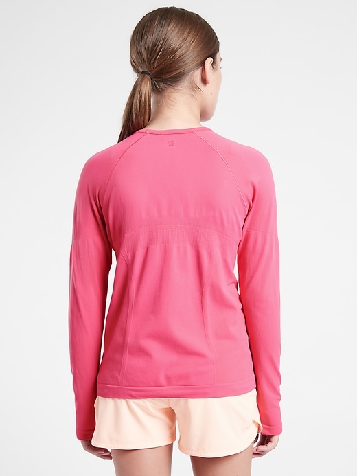 2 of 8 showing, with the color Dragonfruit Pink of product Athleta Girl Power Up Seamless Regular Length Top