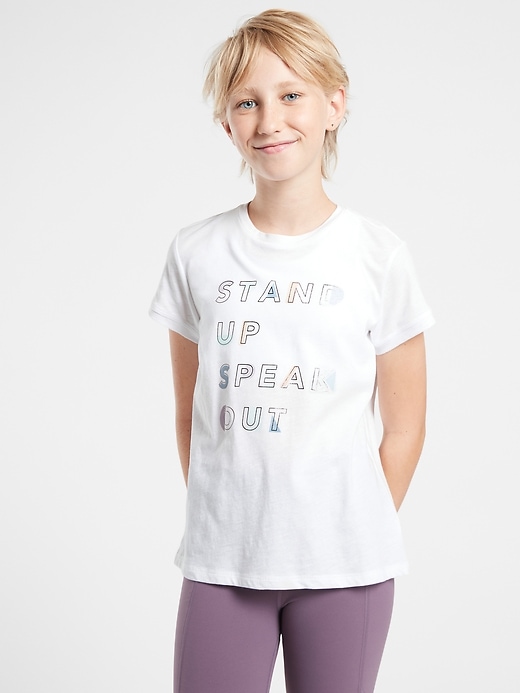 View large product image 1 of 3. Athleta Girl Stand Up Speak Out Graphic Tee