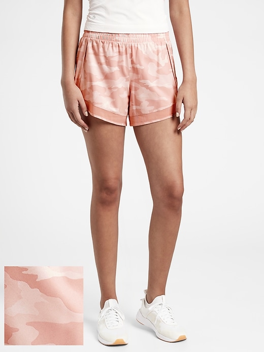 1 of 8 showing, with the color Camo Lux Small Pink of product Mesh Racer Run Mid Rise 4 Short