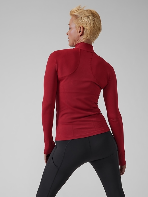 2 of 8 showing, with the color Decadent Red of product Momentum Seamless Half Zip