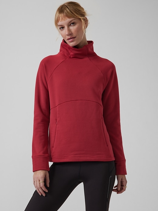 red funnel neck sweatshirt