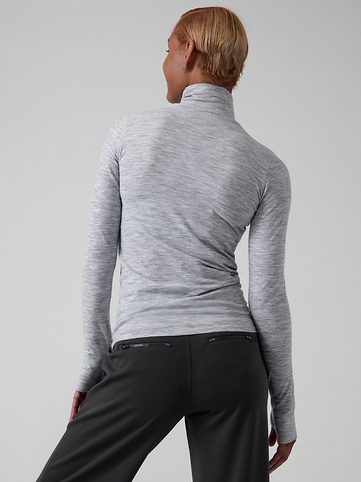 ATHLETA Foresthill Ascent Heather Turtleneck Top S SMALL GreyWool Shirt NWT