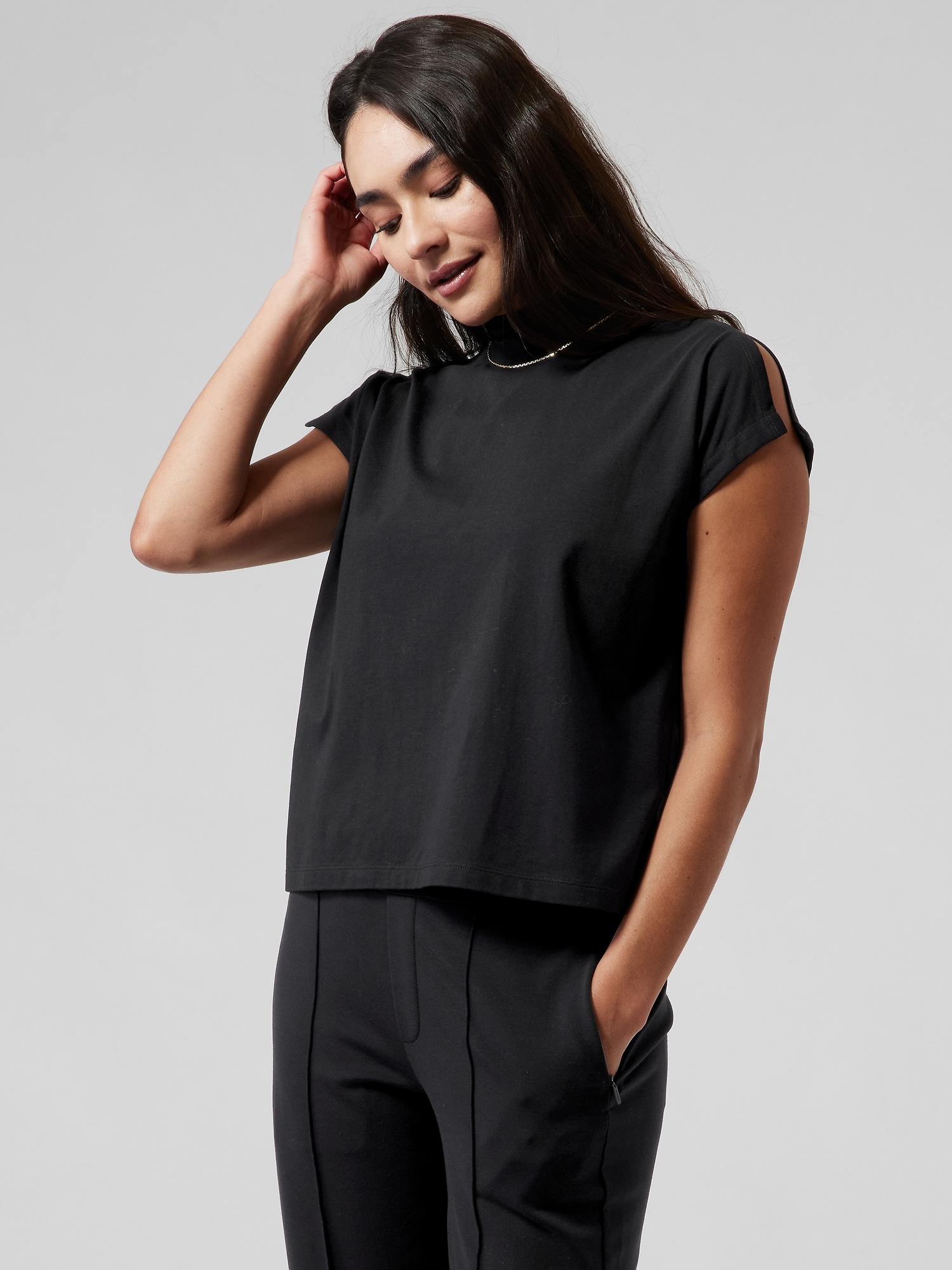 Away Mock Neck Tee | Athleta