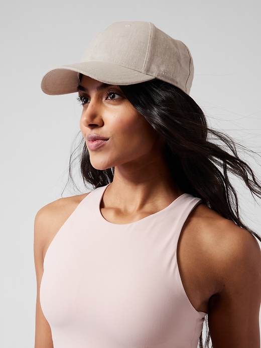 1 of 8 showing, with the color Natural of product Linen Kinetic Baseball Cap