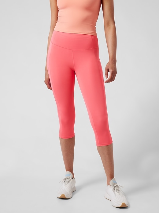 NWT Athleta SET! newest Salutation Stash Capri SM & Conscious Crop MED Spray Dye Coral