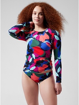 Details about   ATHLETA WOMEN'S 405952  CLOUDBREAK RIB RASHGUARD SWIM TOP  $79.00 NWT  S 