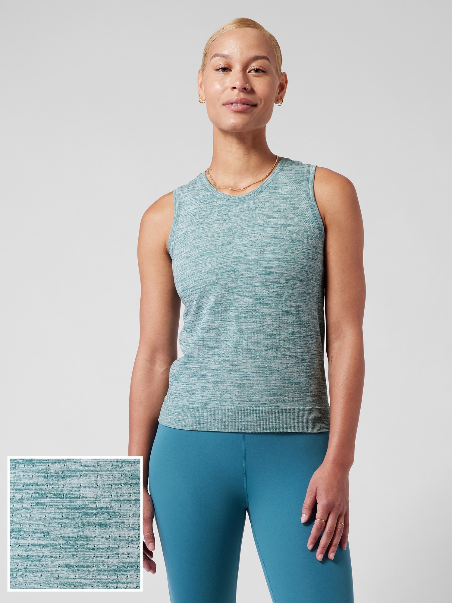 Athleta In Motion Seamless Heather Tank green. 1