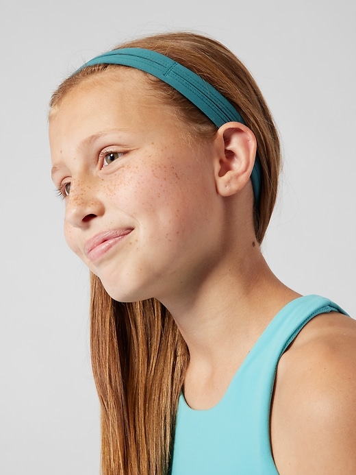 1 of 8 showing, with the color Borealis Green of product Athleta Girl Double Trouble Headband