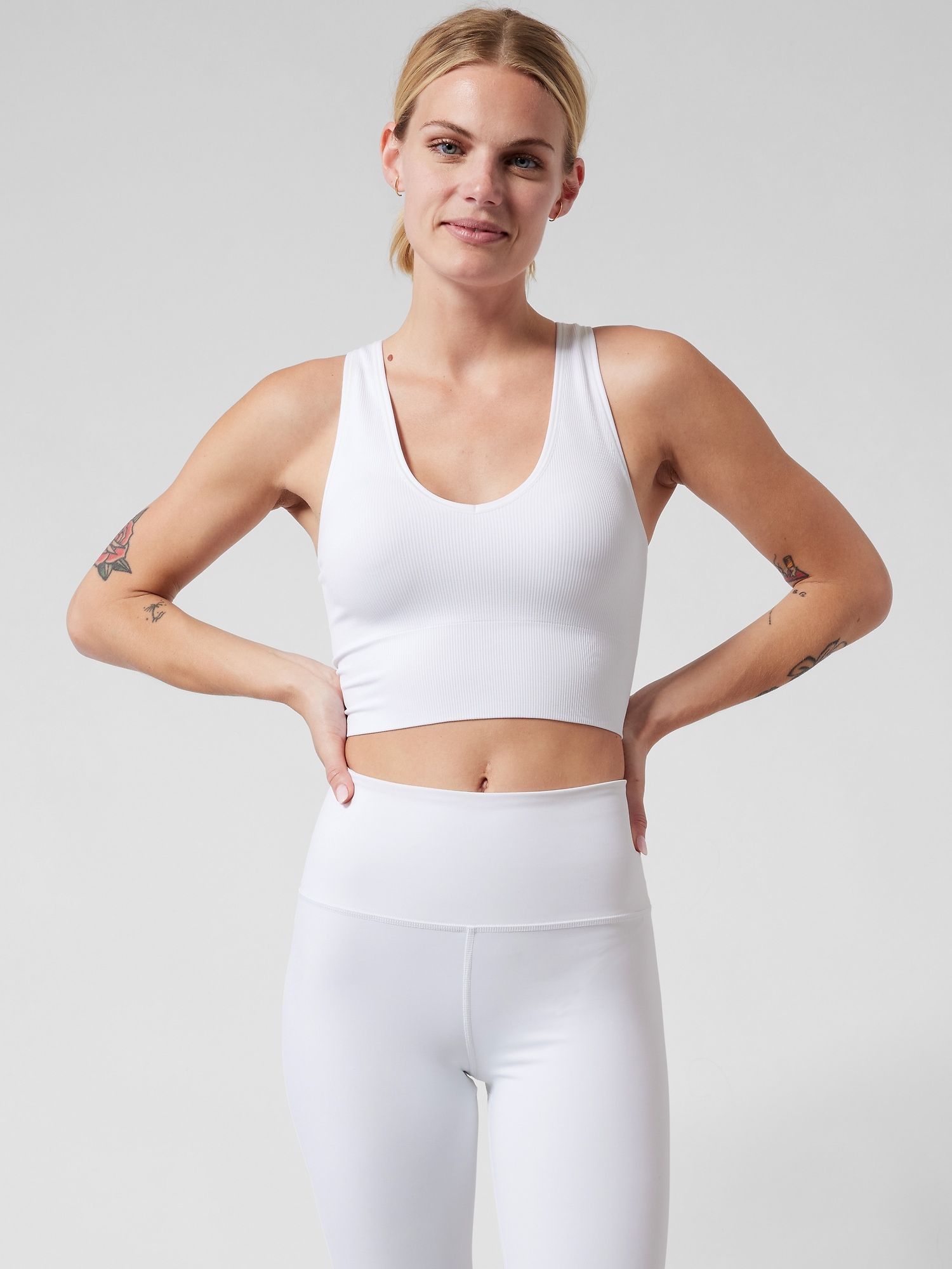 Athleta Aurora Seamless Crop Rib Tank white. 1