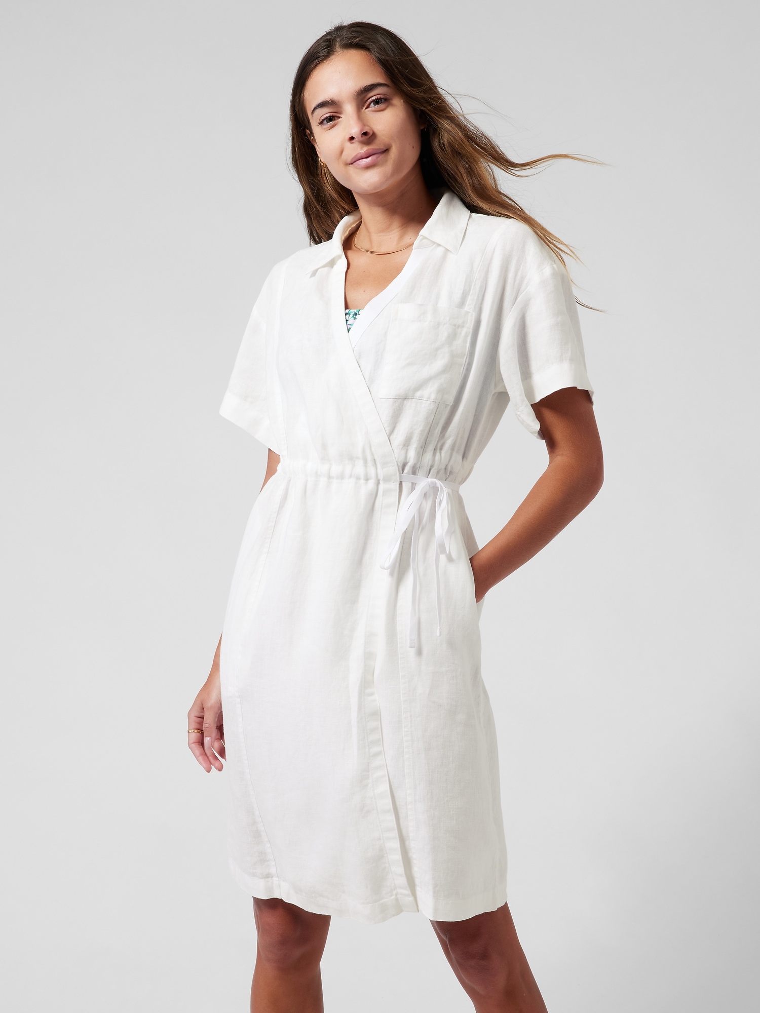 gap linen wrap dress