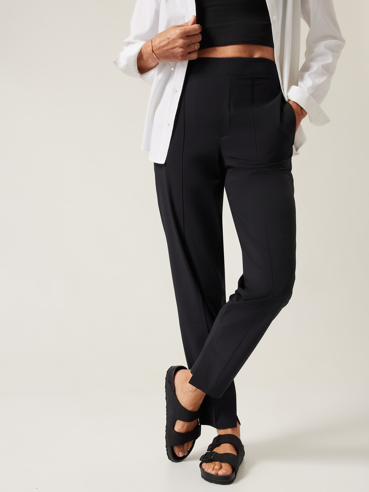 Broadstar Black Relaxed Fit High Rise Stretchable Trousers