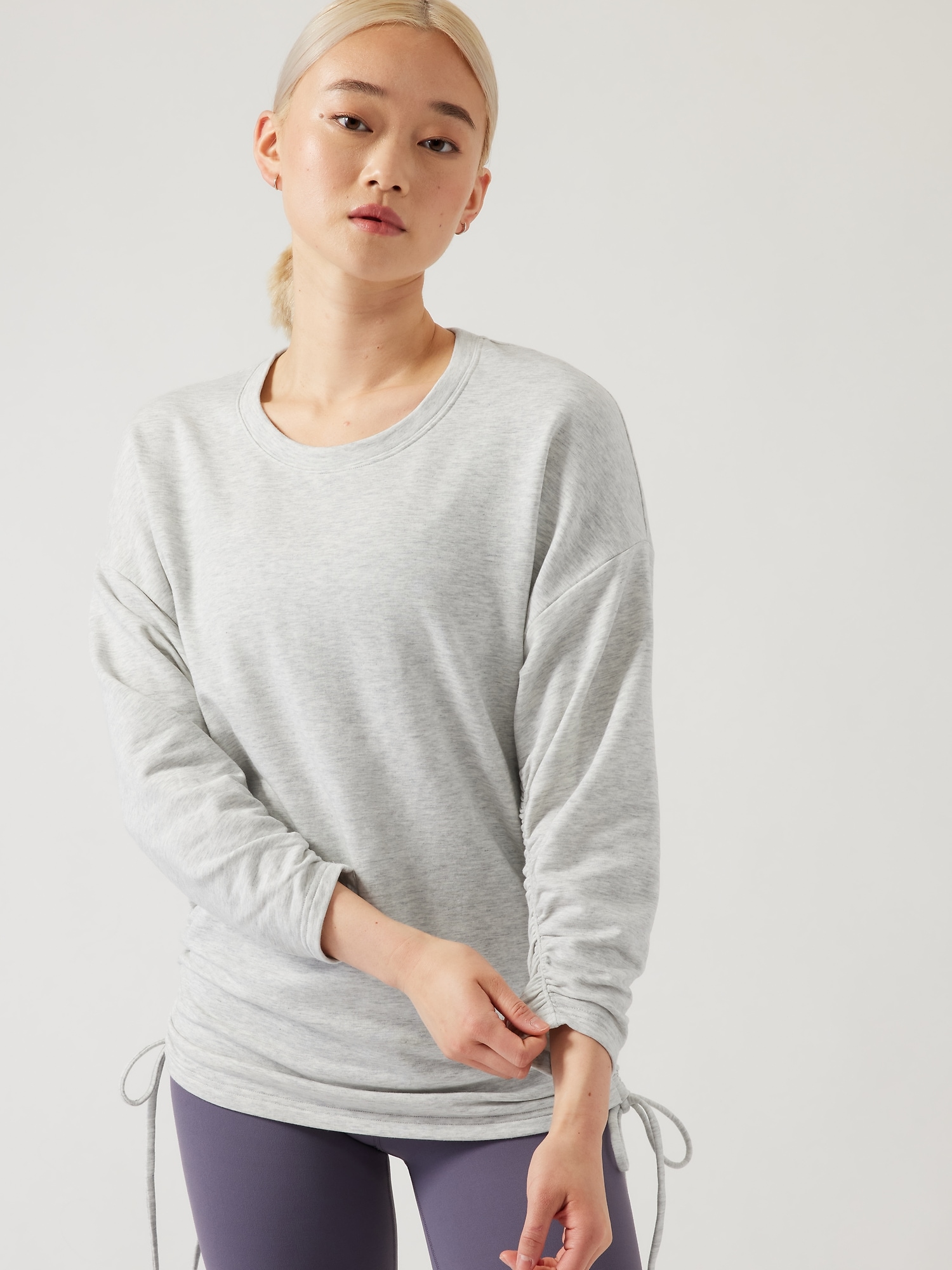 Athleta Lombard Ruched Sweatshirt gray. 1