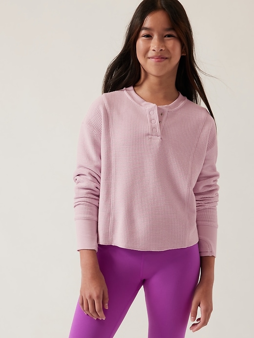 Image number 1 showing, Athleta Girl Settle in Waffle Sweatshirt