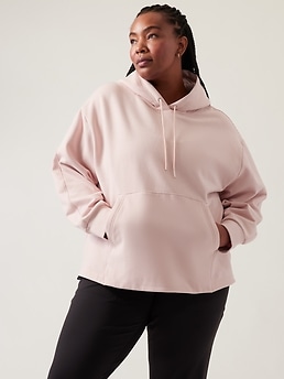 Athleta Womens L Hoodie Sweater RN 54023 Stretchy Hoody Walking Pink Gray  Strip