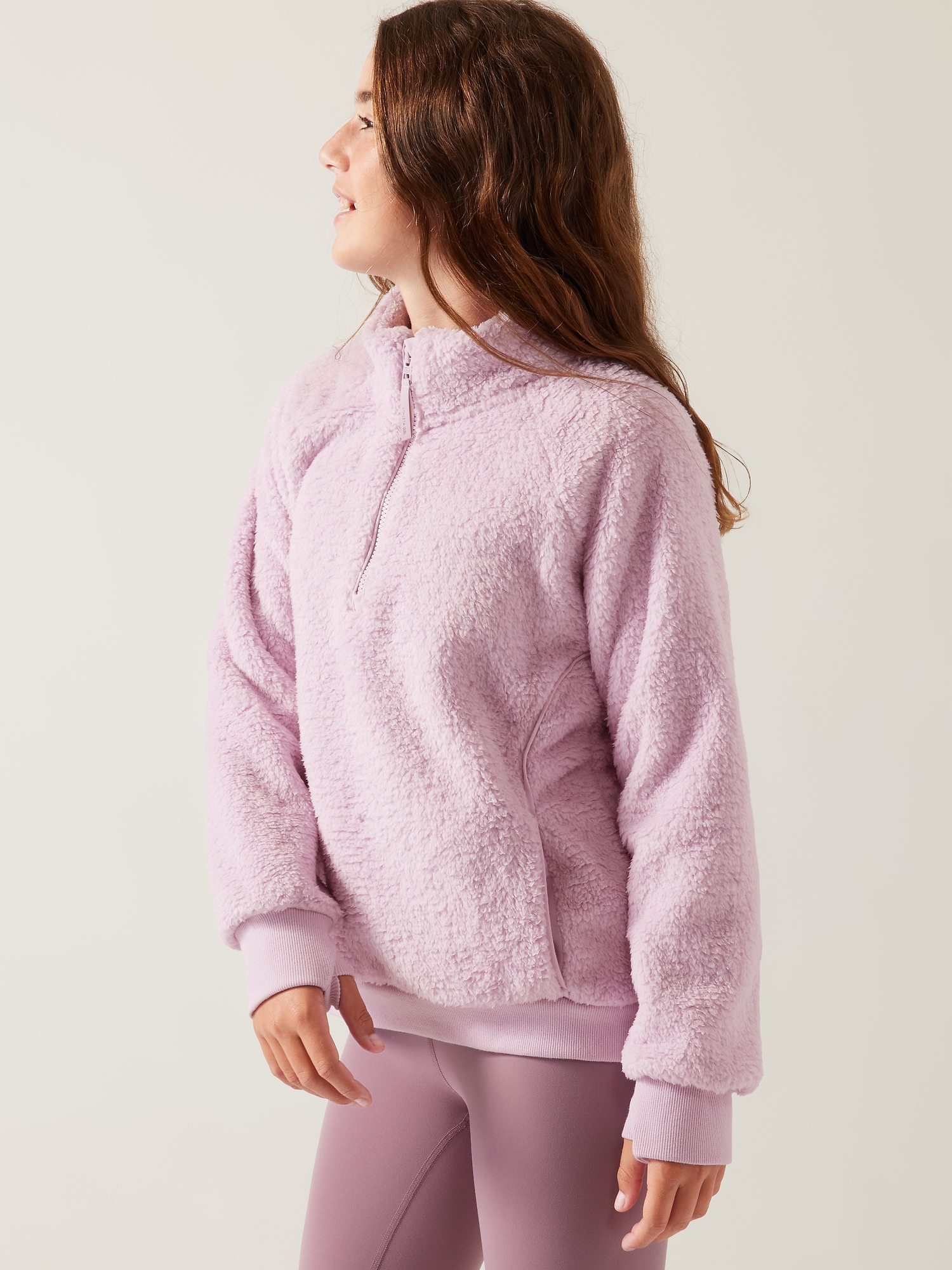 Pink sherpa half clearance zip