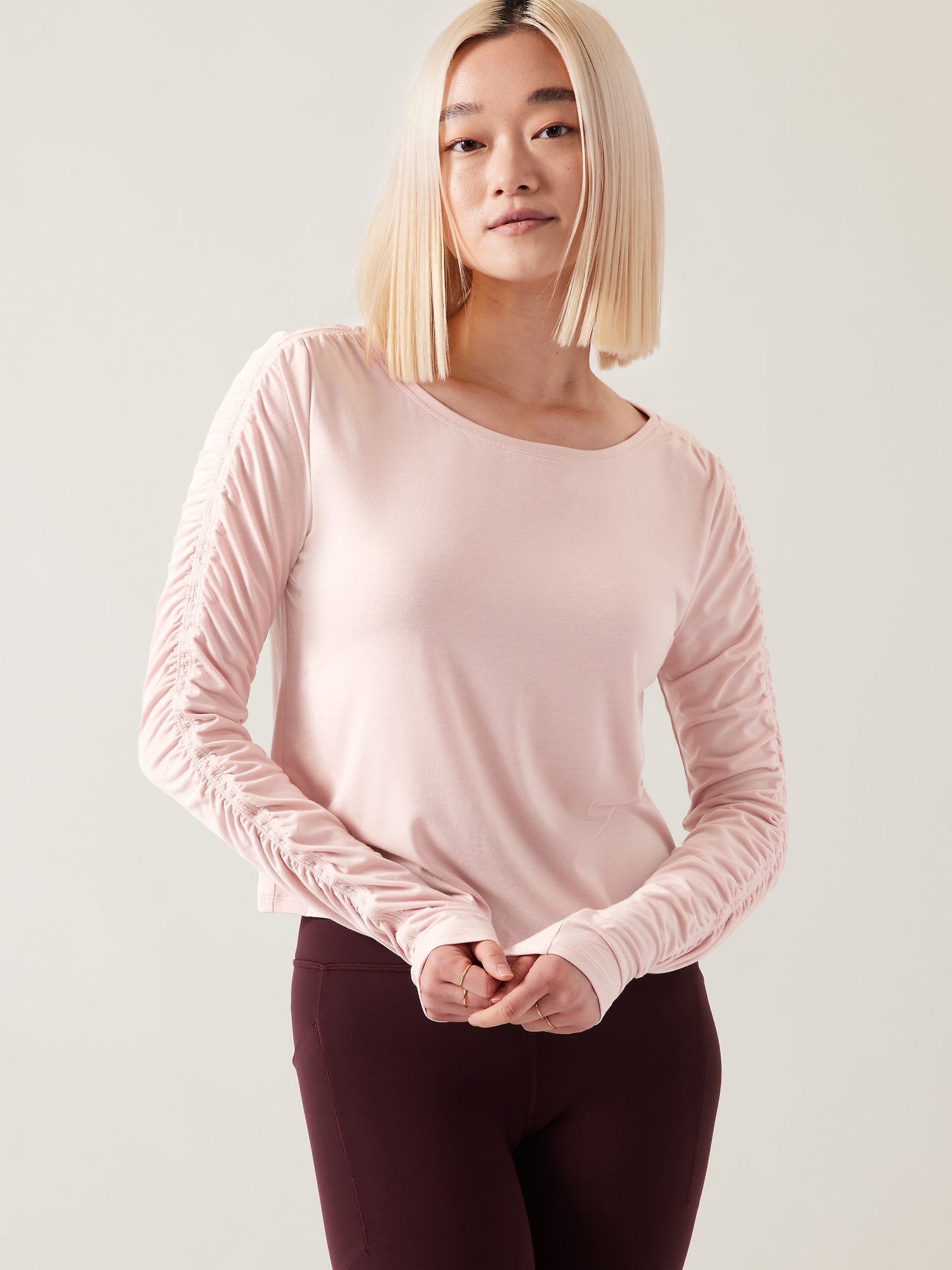 Athleta All Around Ruched Top pink. 1