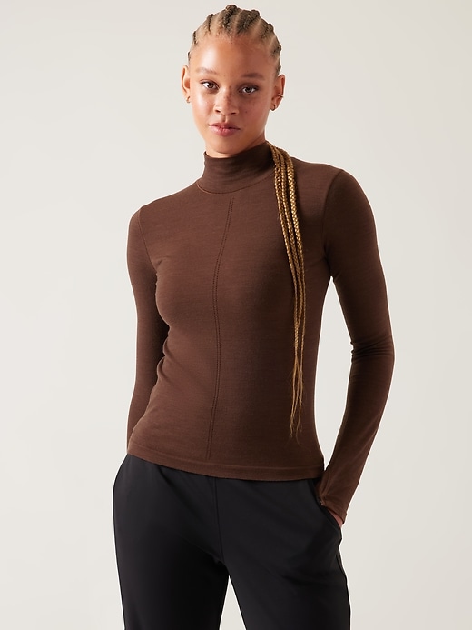 1 of 8 showing, with the color Mahogany of product Ascent Seamless Turtleneck