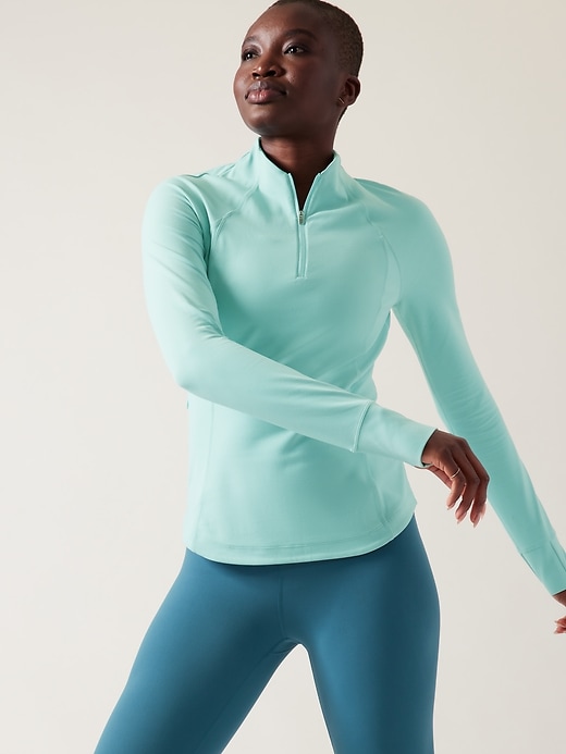 1 of 8 showing, with the color Reef Green of product Salutation Half Zip