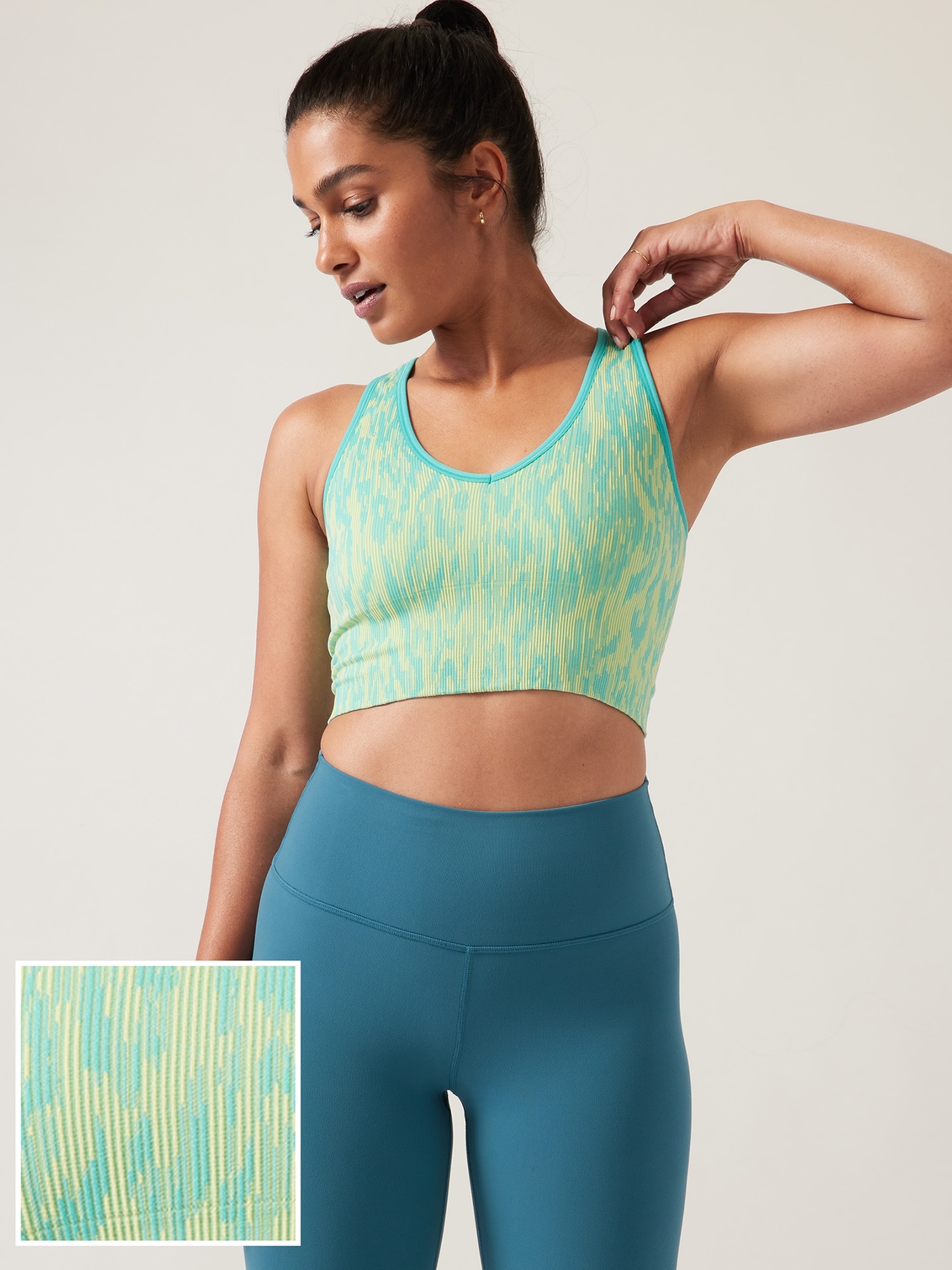 Athleta Aurora Seamless Crop Rib Tank green. 1